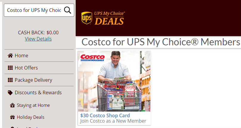 Costco新会员折扣UPS My Choice Deals
