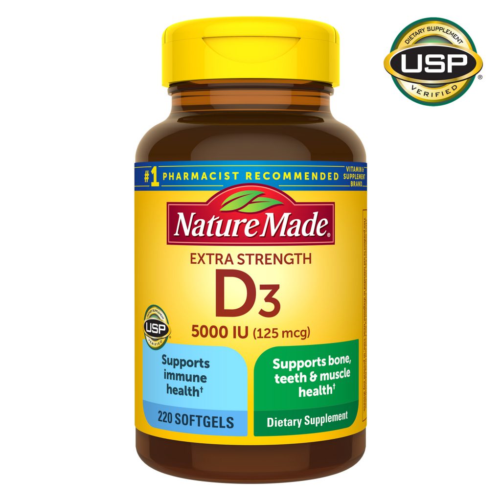 Nature Made 莱萃美强效维生素D3软胶囊，5000 IU(125微克)，220粒